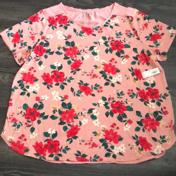 Old Navy NWT floral print /solid top - Picture 2 of 7